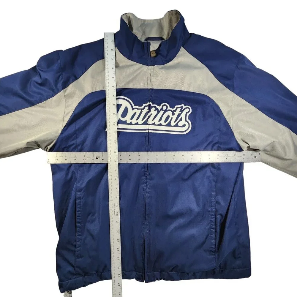 NFL Team Apparel NE Patriots Mens Size M Fleece Lined Full Zip Jacket Blue/Grey